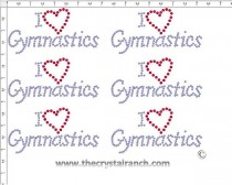 I Love Gymnastics - Petite (6) Rhinestone Transfer CRK066cs