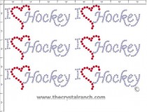 I Love Hockey - Petite (6) Rhinestone Transfer CRK068cs