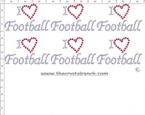 I Love Football - Petite (6) Rhinestone Transfer CRK081cs