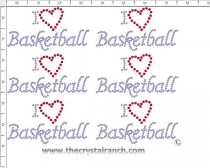 I Love Basketball - Petite (6) Rhinestone Transfer CRK087cs