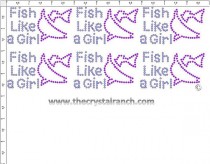 Fish Like a Girl - Petite (6) Rhinestone Transfer CRK125cs