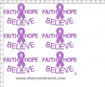 Faith Hope Believe - Petite (6) Rhinestud Transfer CRK130s
