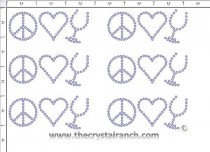 Peace Love Wine - Petite (6) Rhinestone Transfers CRK014
