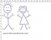 Stick People Rhinestone Transfer CRY169c