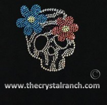 DY175 Bloomin' Skull Rhinestone Decal