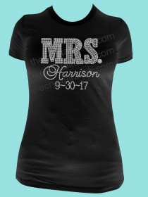 MRS. with Date Rhinestone Tee TF059