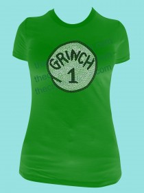 Grinch 1 or 2 or 3... Rhinestone Tee TH121 