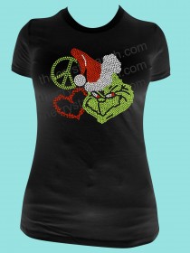 Peace Love Grinch Rhinestone Tee TH124 