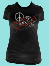 Peace Love Cupid Rhinestone Tee TH135