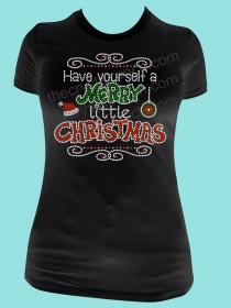 Have Yourself a Merry Little Christmas Rhinestone Tee TH144