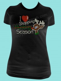 I Love Shopping Season Rhinestone Tee TH151