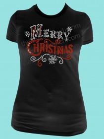 Merry Christmas Rhinestone Tee TH158