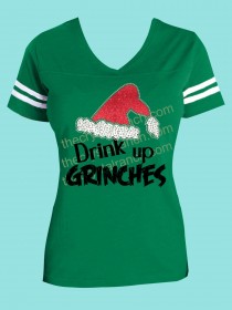 Drink Up Grinches Rhinestone and Glitter Tee THV011
