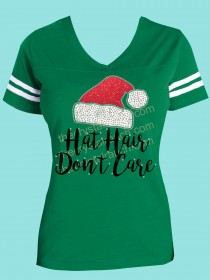 Hat Hair Don't Care Rhinestone and Glitter Tee THV023