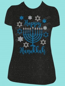 Happy Hanukkah Rhinestone and Glitter Tee THV038