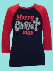 Merry CHRISTmas Rhinestone and Glitter Tee THV051