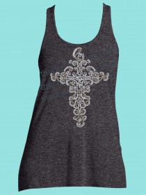 Swirl Cross Rhinestone Tee TJ004 