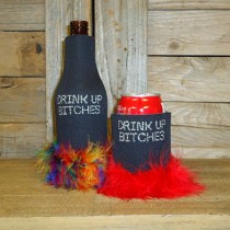 Drink Up Bitches Rhinestone Drink Koozie KB156