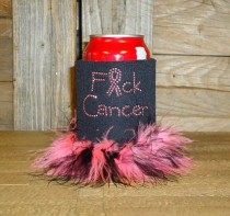 F Cancer Rhinestud Drink Koozie KG131