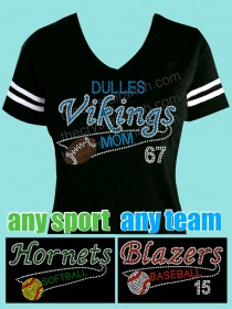 TEAM banner Custom Rhinestone Tee TP002A