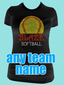YOUR SOFTBALL TEAM Custom Rhinestone Tee TP006 