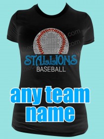 YOUR BASEBALL TEAM Custom Rhinestone Tee TP010