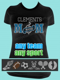 Mom with Your Favorite Sport Symbol Rhinestone Tee TP014A