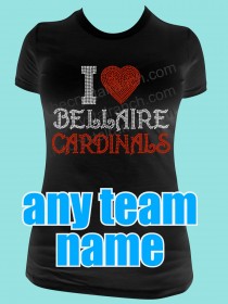 I Love... Any Team Rhinestone Tee TP015 