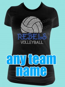 YOUR VOLLEYBALL TEAM Custom Rhinestone Tee TP016 