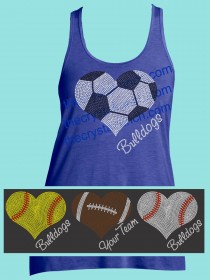 Sports Heart Rhinestone Tee TS341