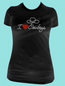 I Love Cowboys Rhinestone Tee TR036 