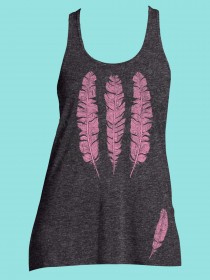 Feathers Rhinestone and Screen Print Tee TRS036