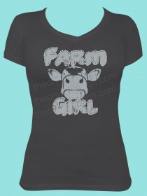 Farm Girl Rhinestone and Screen Print Tee TRV043