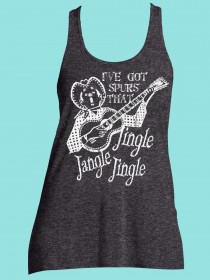 I've Got Spurs the Jingle Jangle Jingle Rhinestone and Screen Print Tee TRV045