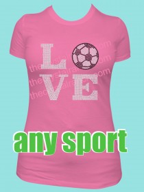 Love Soccer Rhinestone Tee TS230 