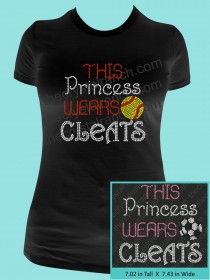 This Princess Wears Cleats Rhinestone Tee TS298