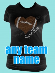 Football Heart Rhinestone Tee TS306