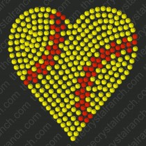 DS147k Softball Heart Rhinestone Decal