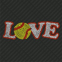 D001 Softball Love Rhinestone Decal