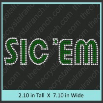 SIC'EM Rhinestone Transfer CRT303
