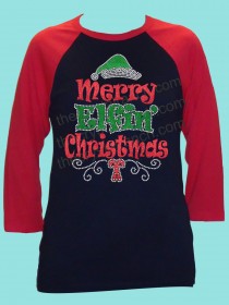 Merry Elfin' Christmas Rhinestone and Glitter Tee THV022