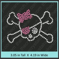 Skull with Cross Bones (Small) Rhinestone Transfer CRY016cu