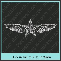 Texas Star with Wings Rhinestone Transfer CRY047c