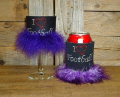 I Love Football Rhinestone Drink Koozie KS081