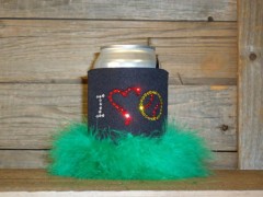 I Love Softball Rhinestone Drink Koozie KS100