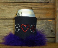 Peace Love and Baseball Rhinestone Drink Koozie KS113