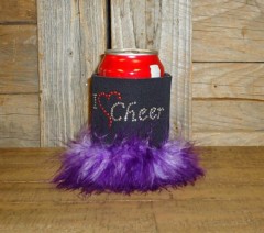 I Love Cheer Rhinestone Drink Koozie KS057