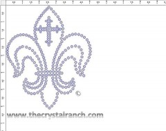 Fleur de lis outline with Cross Rhinestone Transfer CRJ009