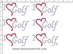 I Love Golf - Petite (6) Rhinestone Transfer CRK062cs