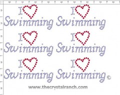 I Love Swimming - Petite (6) Rhinestone Transfer CRK065cs